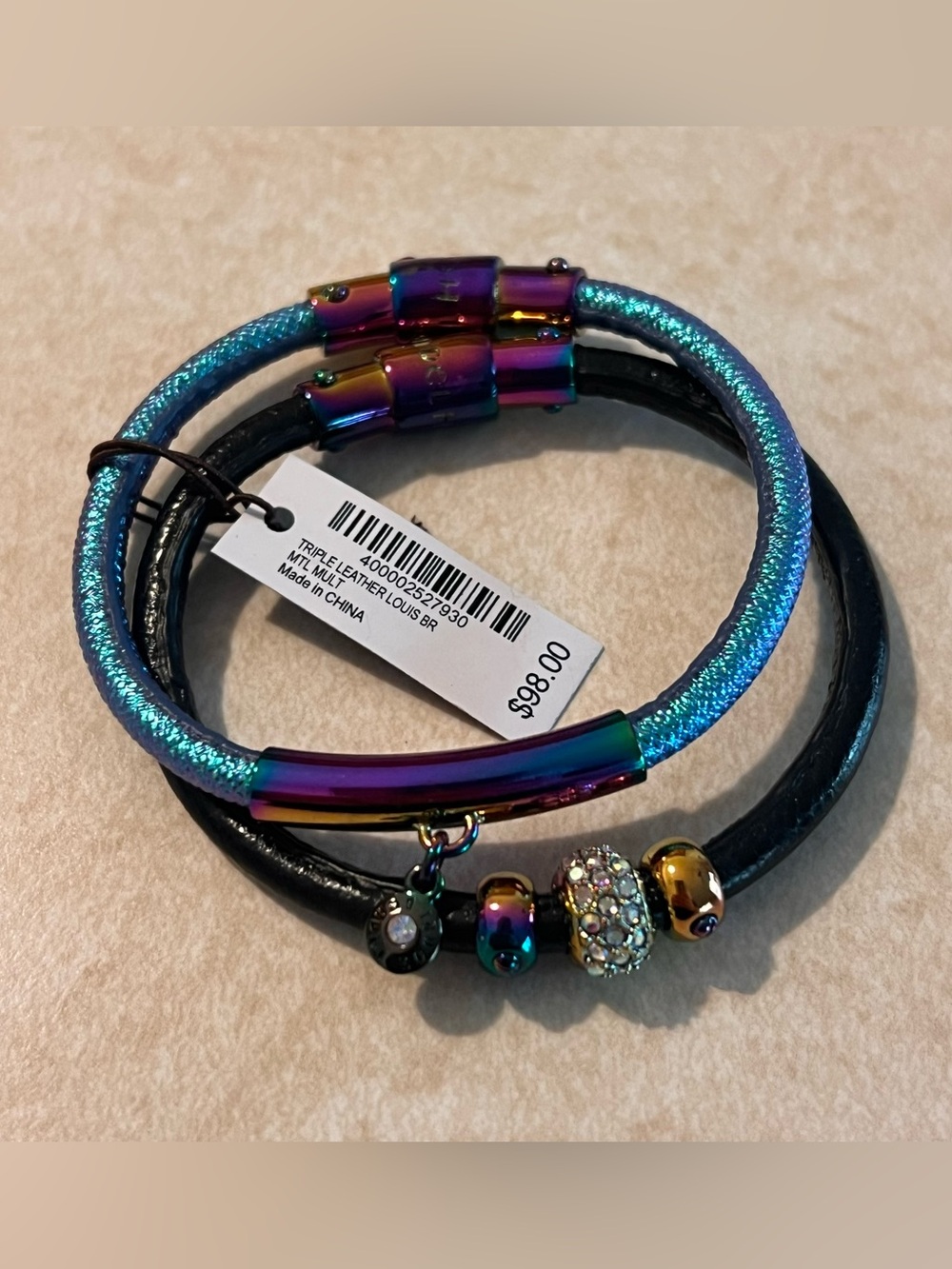Henri Bendel Triple Leather Louis Bracelet Set
